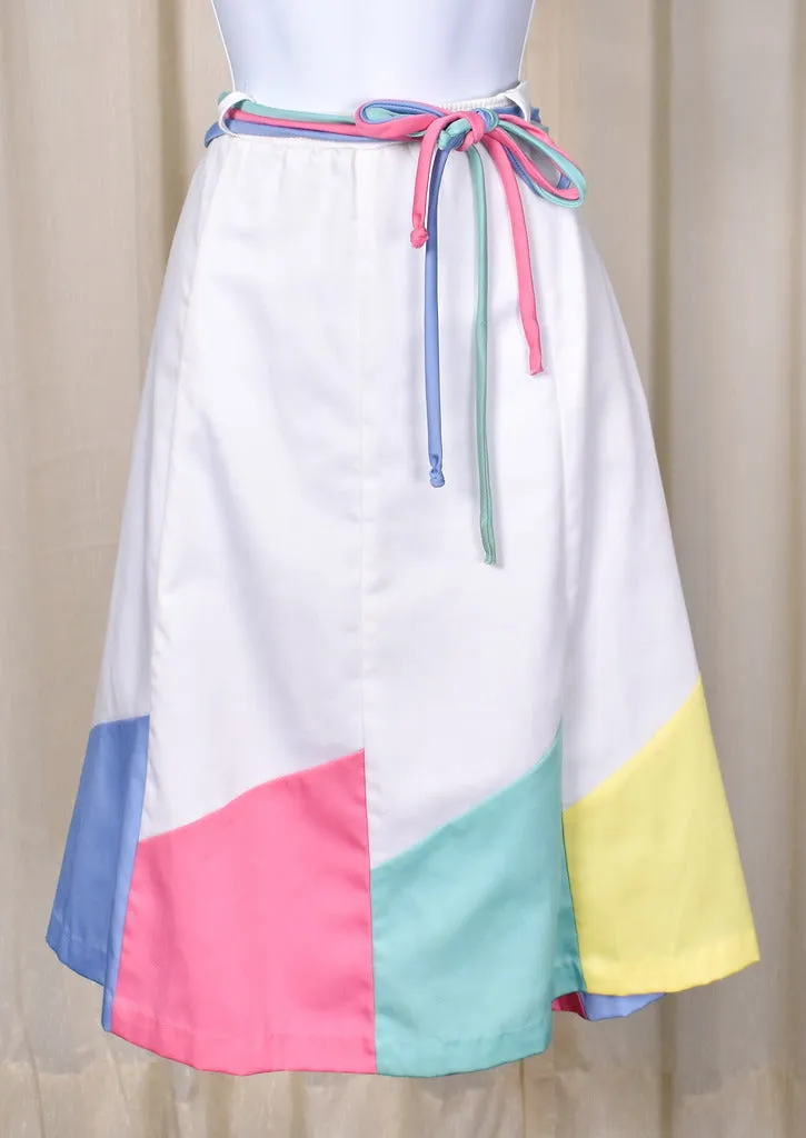 1970s Vintage Pastel Flag Trim Skirt