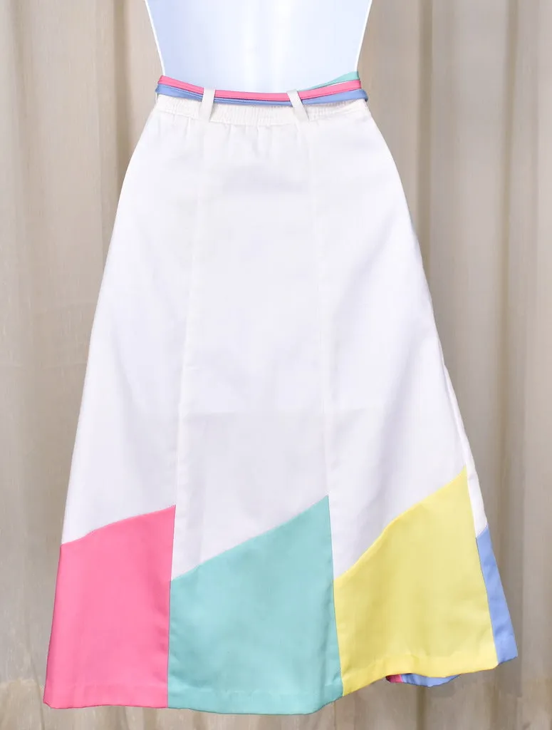 1970s Vintage Pastel Flag Trim Skirt