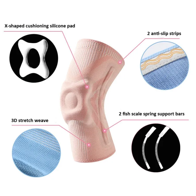 1pair Sports Knee Brace Meniscus Injury Silicone Knee Joint Protective Cover, Size: M(Light Purple)