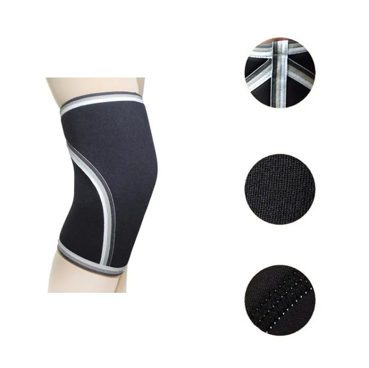 7mm SCR Neoprene Rubber Weightlifting Knee Pads Outdoor Sports Protector, Size:S(Black)