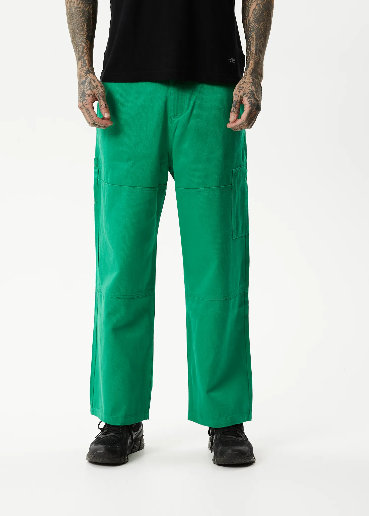 AFENDS Mens Sleepy Hollow Richmond - Twill Baggy Carpenter Pants - Forest