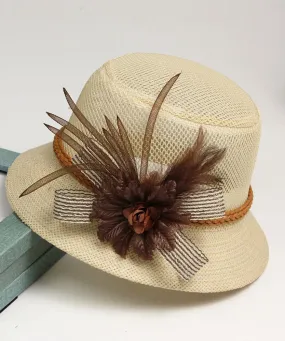 Art Khaki Tulle Floral Floppy Sun Hat LY504