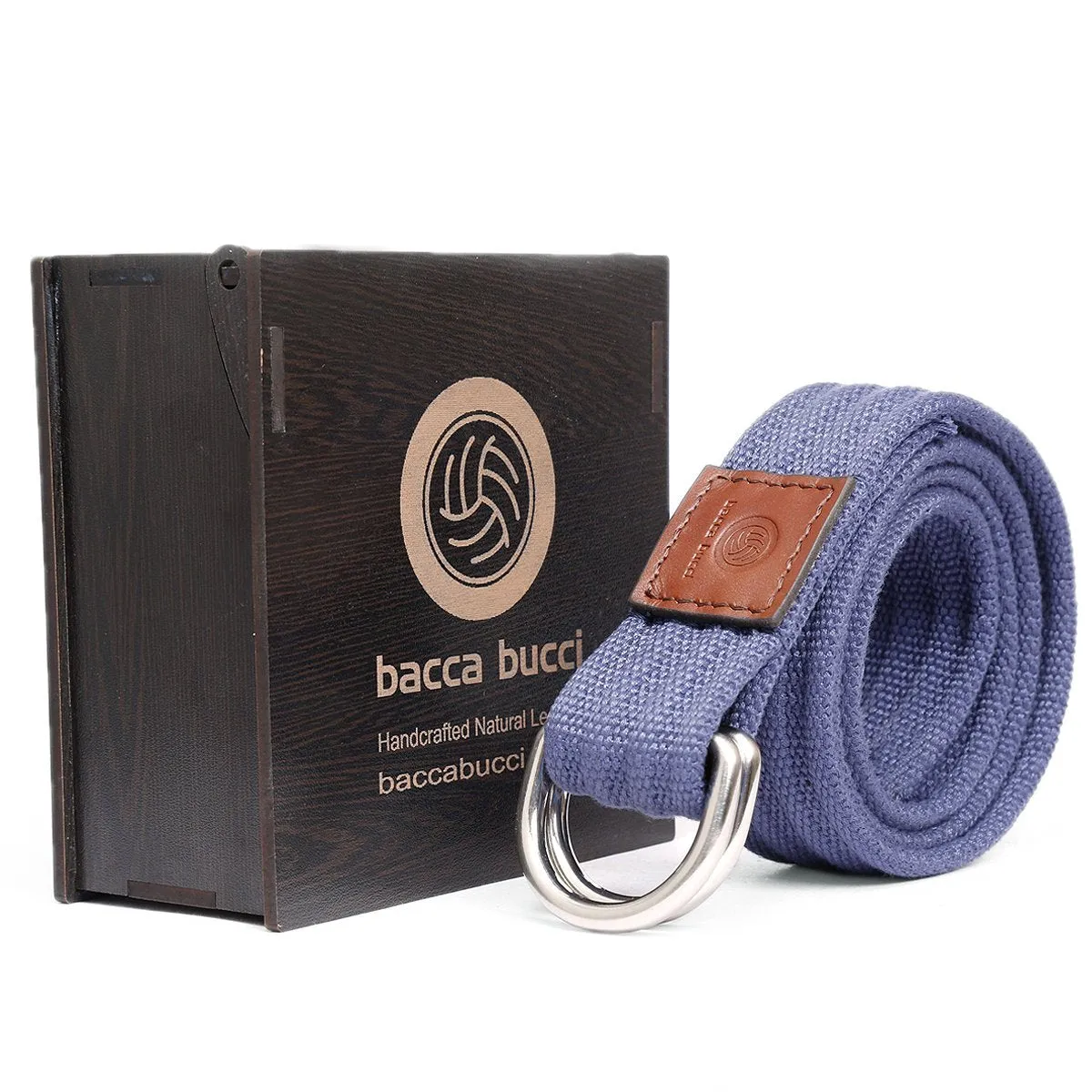 Bacca Bucci Men Canvas Belt Military Belt with Double D-Ring Buckle