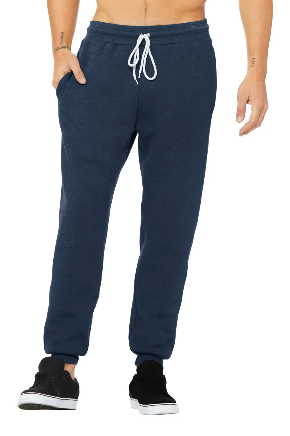 Bella   Canvas Mens Jogger Sweatpants w/ Pockets - Heather Navy Blue