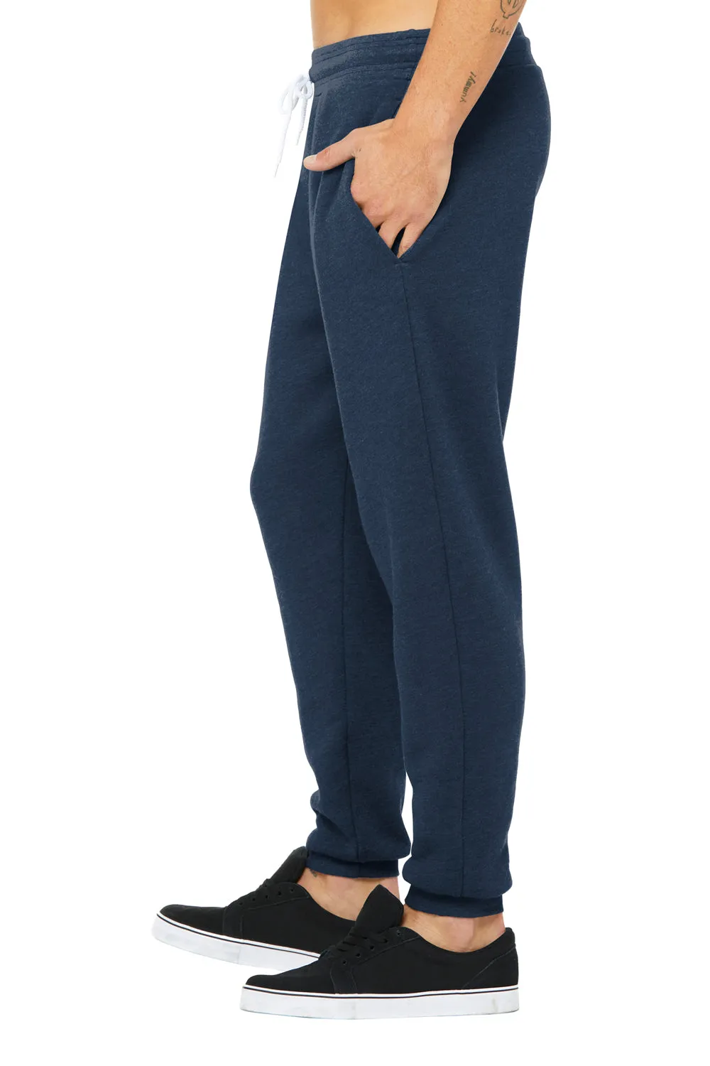 Bella   Canvas Mens Jogger Sweatpants w/ Pockets - Heather Navy Blue