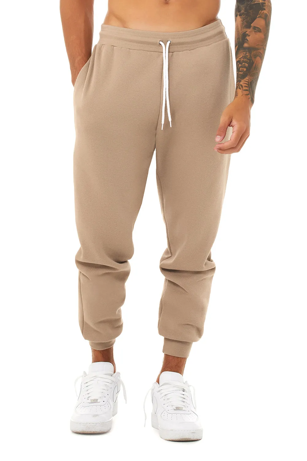 Bella   Canvas Mens Jogger Sweatpants w/ Pockets - Tan