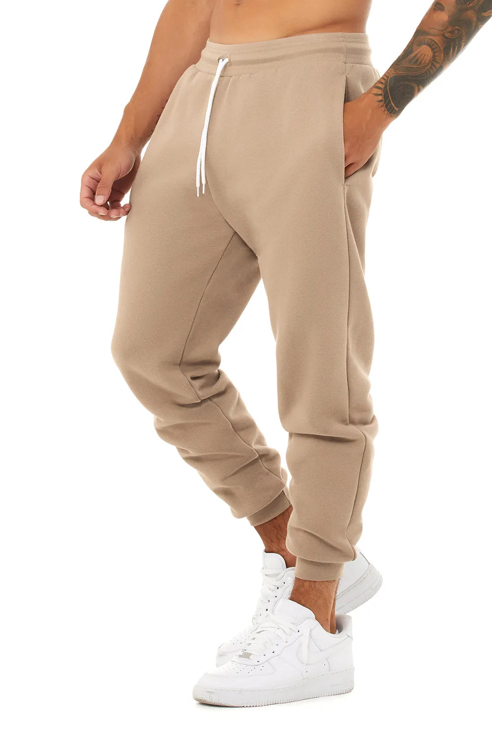 Bella   Canvas Mens Jogger Sweatpants w/ Pockets - Tan