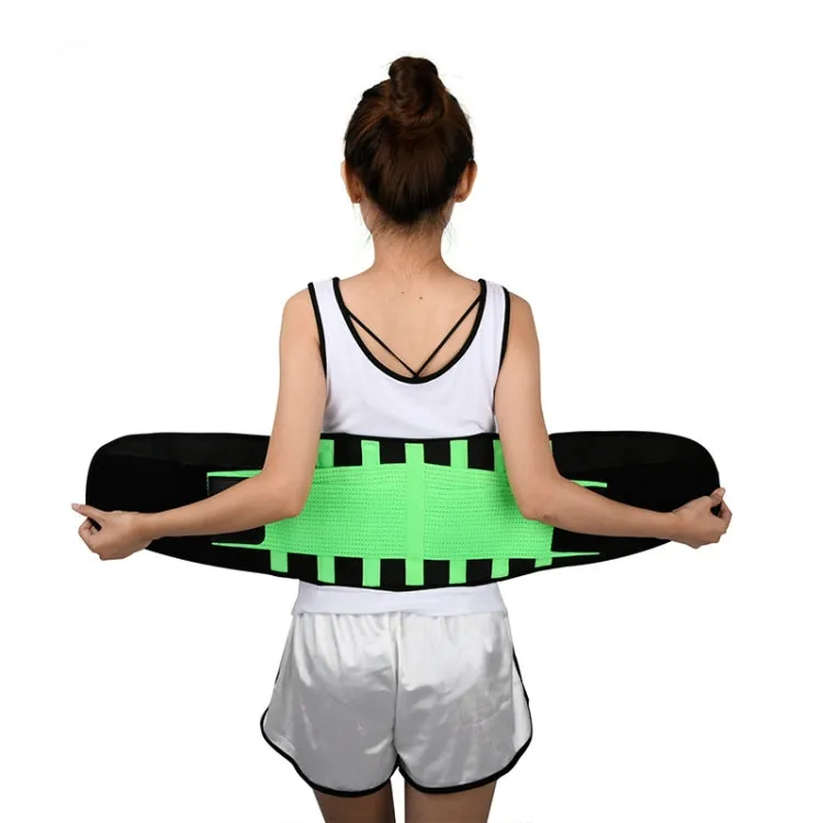 Breathable Mesh Warm Waist Belt Reinforced Steel Plate Support Sports Waist Belt, Specification: XXL(Fluorescent Green)