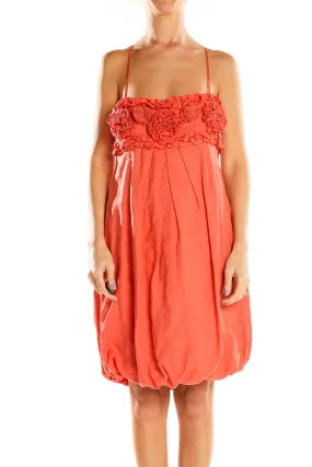 Coral Floral Embellished Bubble Dress