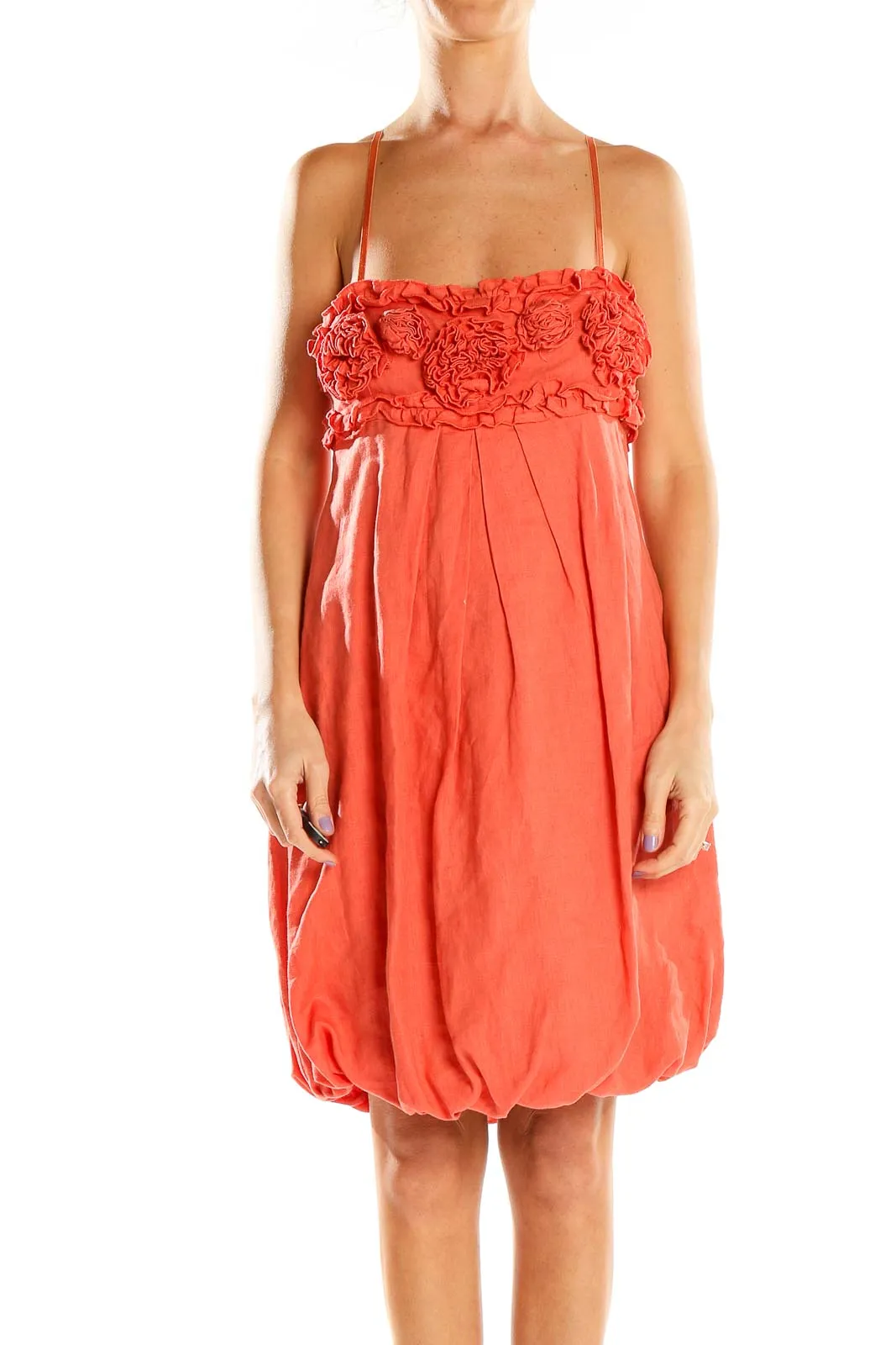 Coral Floral Embellished Bubble Dress