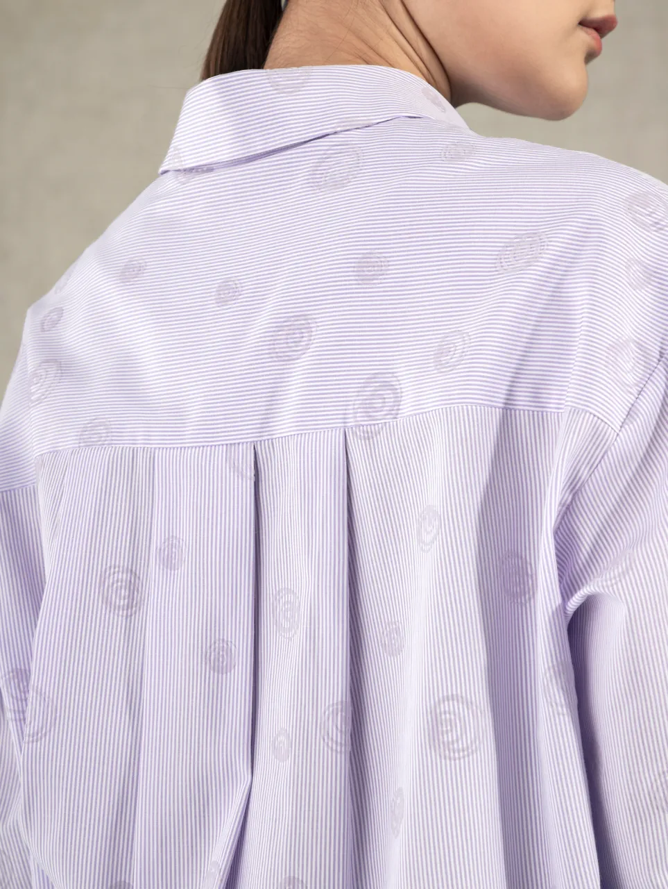 Flocking Bubbles Boxy Shirt Pastel Lilac Stripe