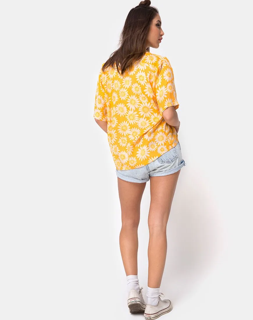 Hawaiian Shirt in Sunkissed Yellow Floral