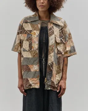 Kapital Drizzle Open Collar Shirt, Brown YABANE Quilt Patchwork