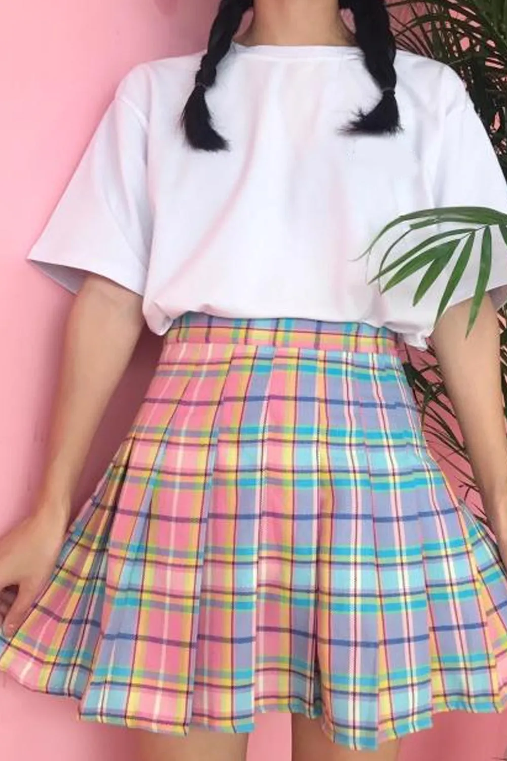 KittenAlarm - High Waist Cute Pastel Rainbow Mini Skirts