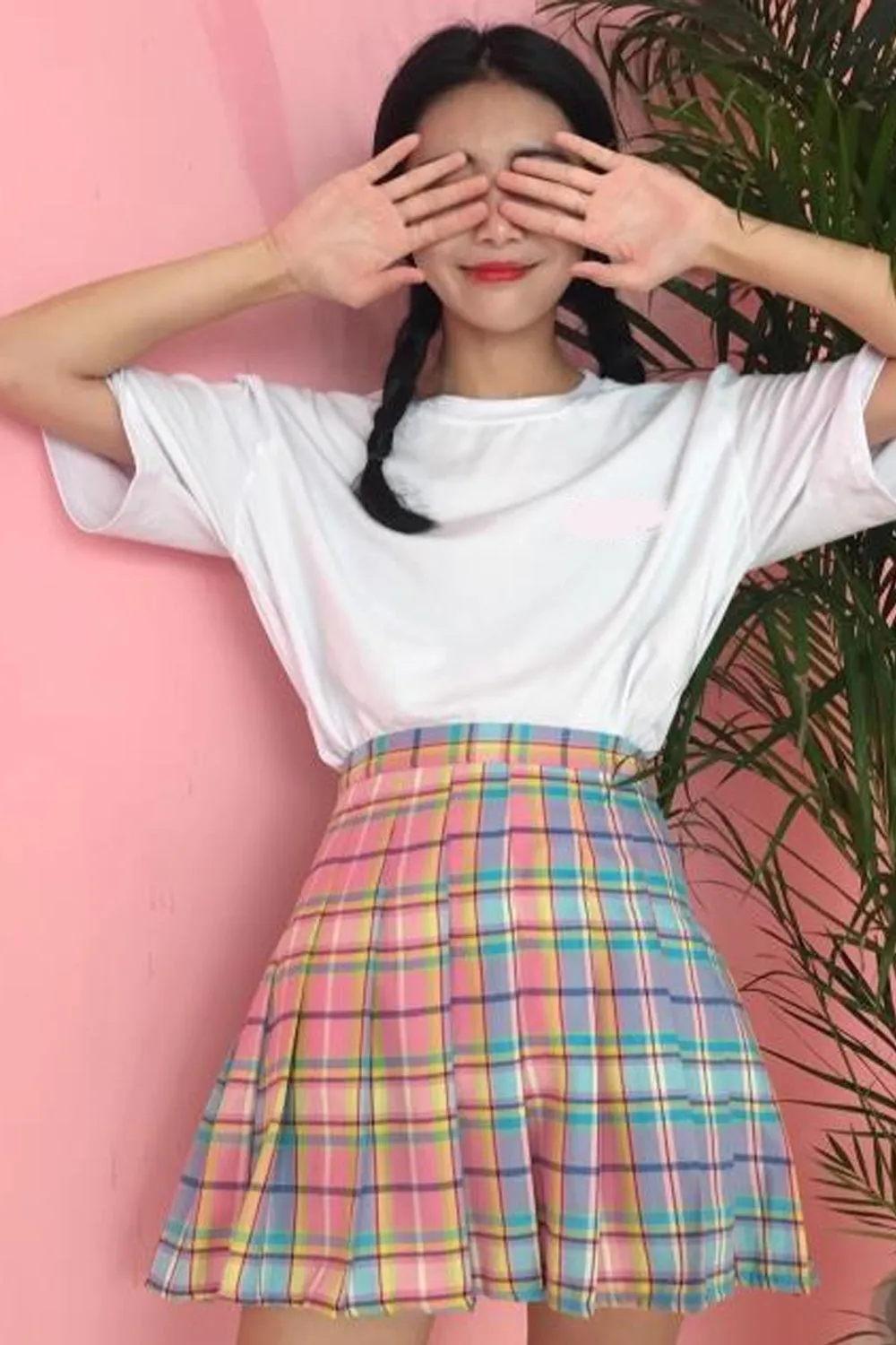 KittenAlarm - High Waist Cute Pastel Rainbow Mini Skirts