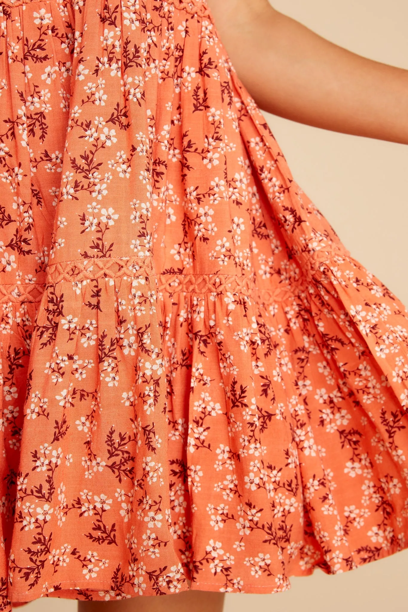 Love Swept Coral Floral Print Dress