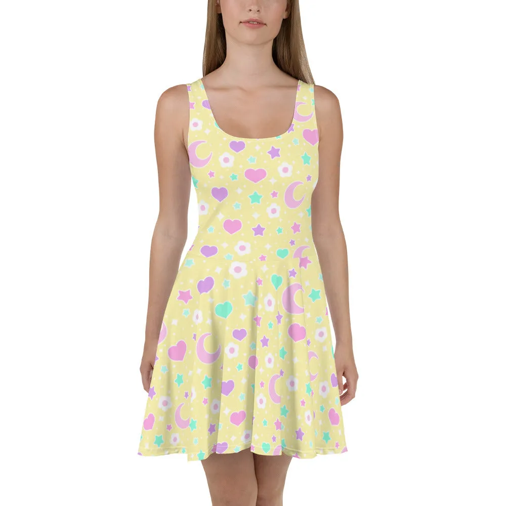 Magical Spring Yellow Skater Dress