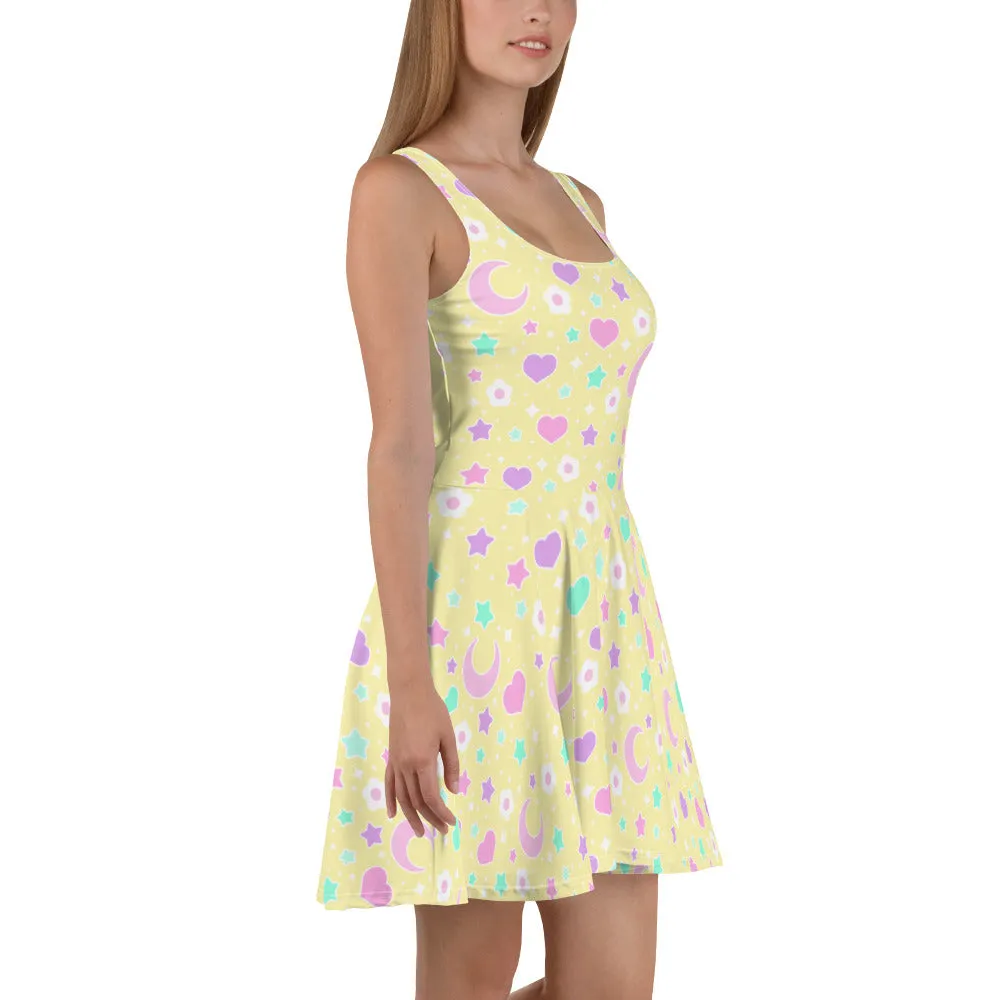 Magical Spring Yellow Skater Dress