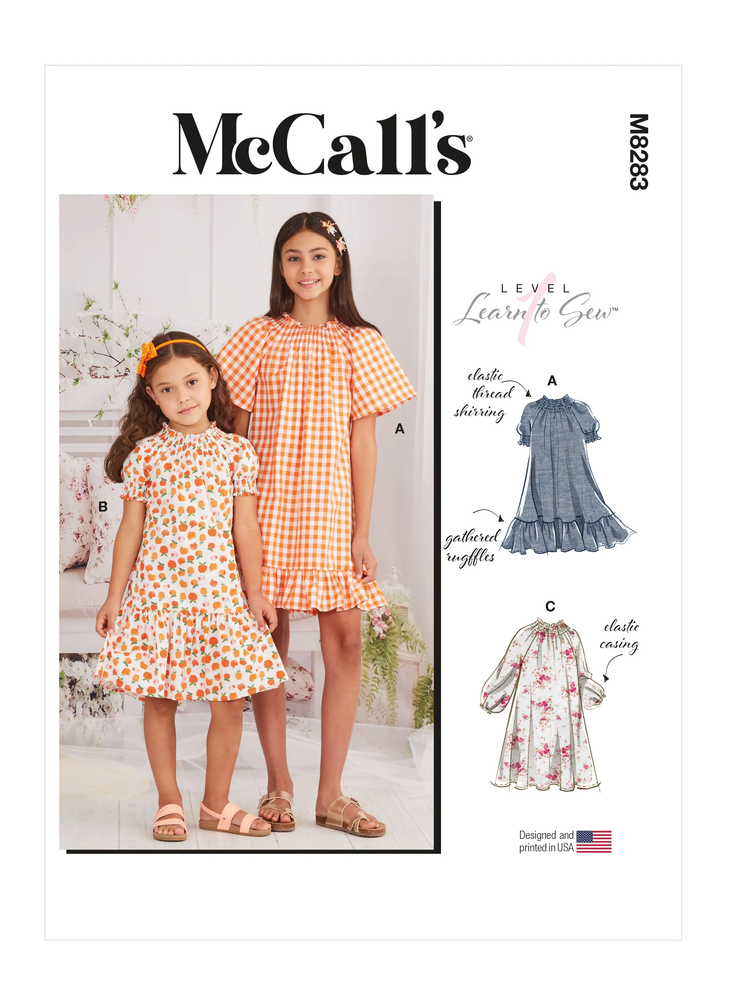 McCalls 8283 Girls' Dresses sewing pattern