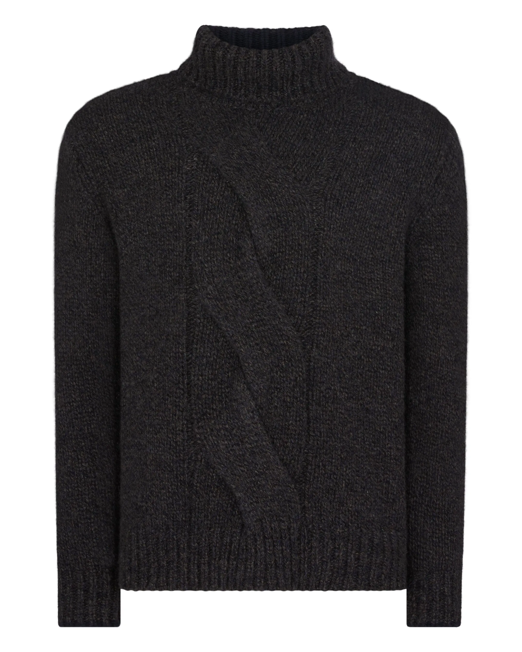 Men's Wandsworth Cable Roll Cashmere Jumper Granite Grey