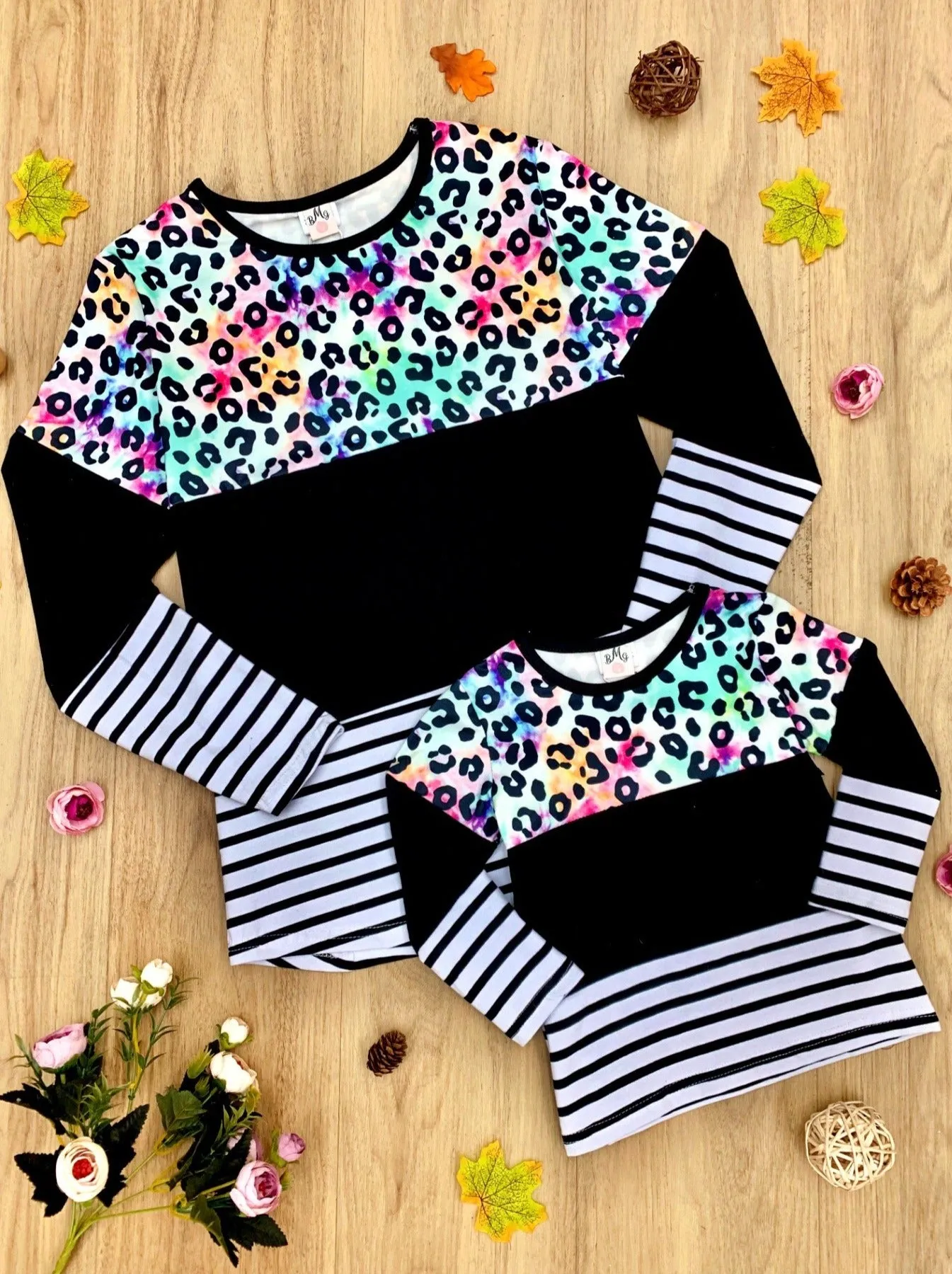 Mommy and Me Pastel Leopard Colorblock Top