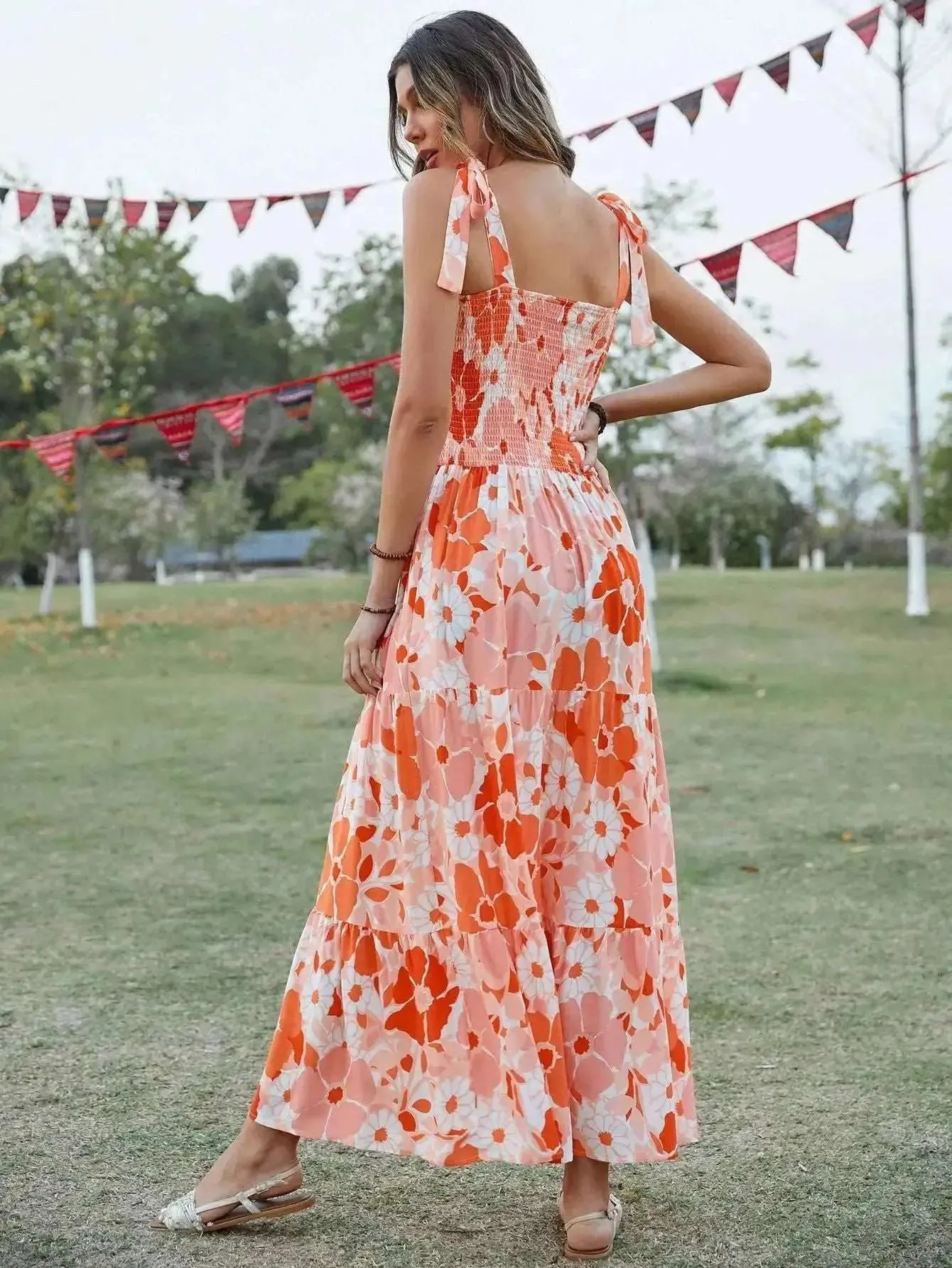 Orange Floral Dress