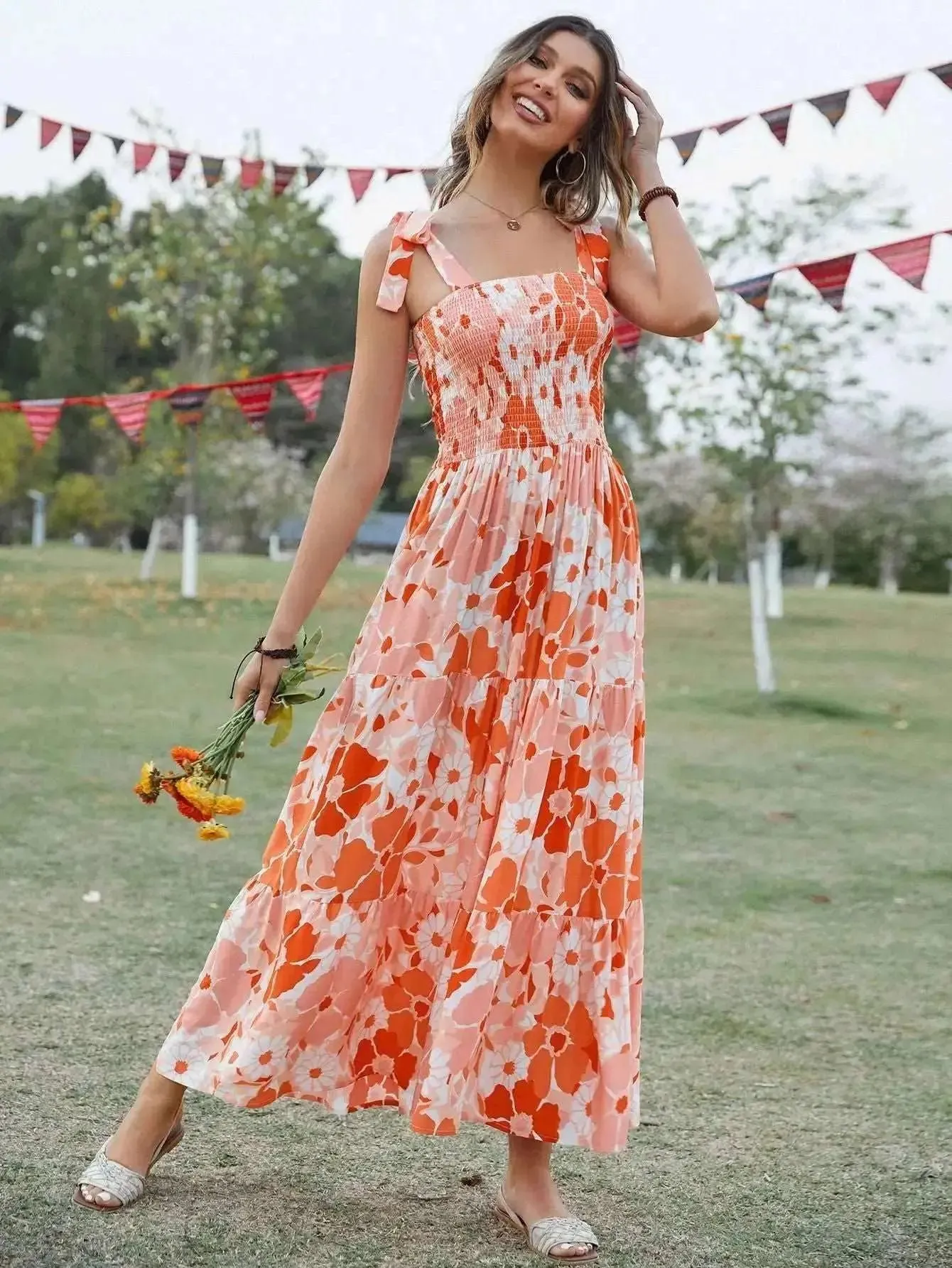 Orange Floral Dress