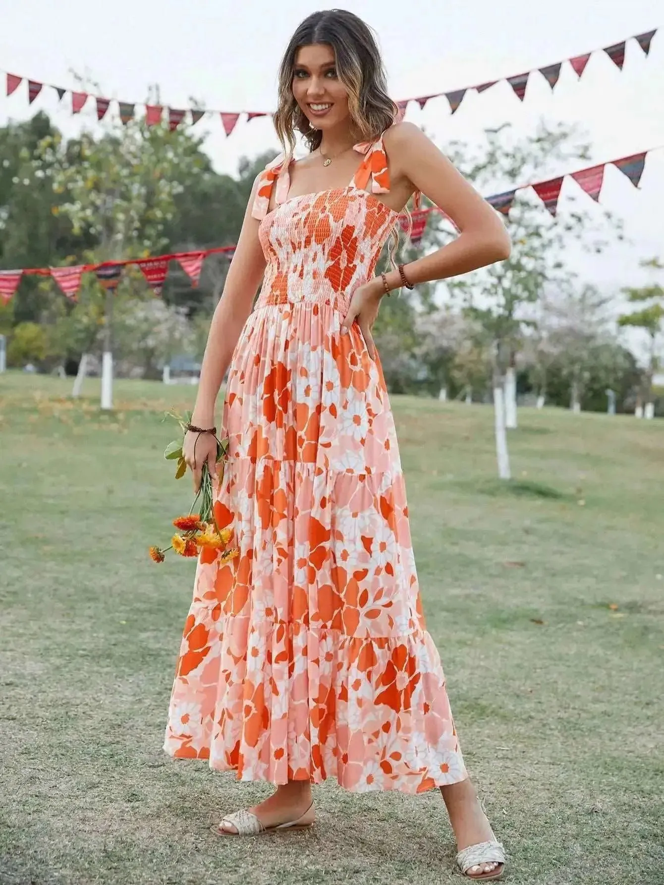 Orange Floral Dress