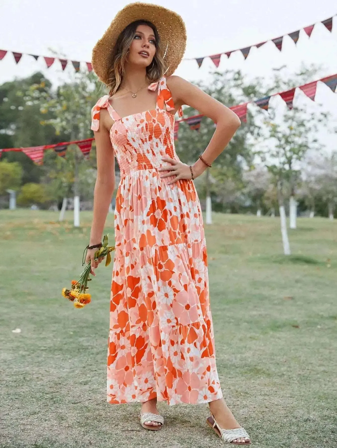 Orange Floral Dress