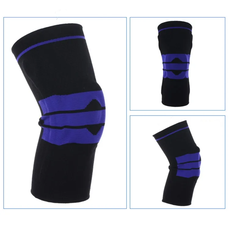 Outdoor Fitness Mountaineering Knit Protection Silicone Anti - collision Spring Support Sports Knee Protector, Size: M(Black)