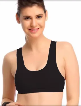 Padded Polyamide Sports Bra - Black