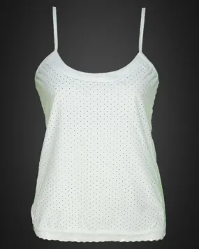 Polka Dotted Cotton Camisole With Neck Lace For Women - Color White - MA-8