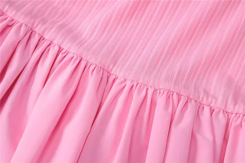 Pretty in Pink Ruffle Hem Party Dress