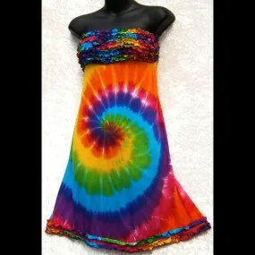 Rainbow Spiral Frilly Sarong Dress