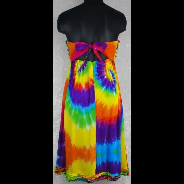 Rainbow Spiral Frilly Sarong Dress