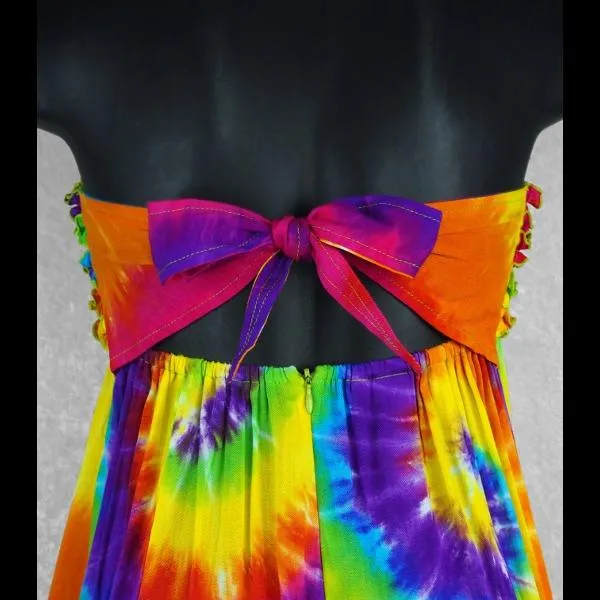 Rainbow Spiral Frilly Sarong Dress