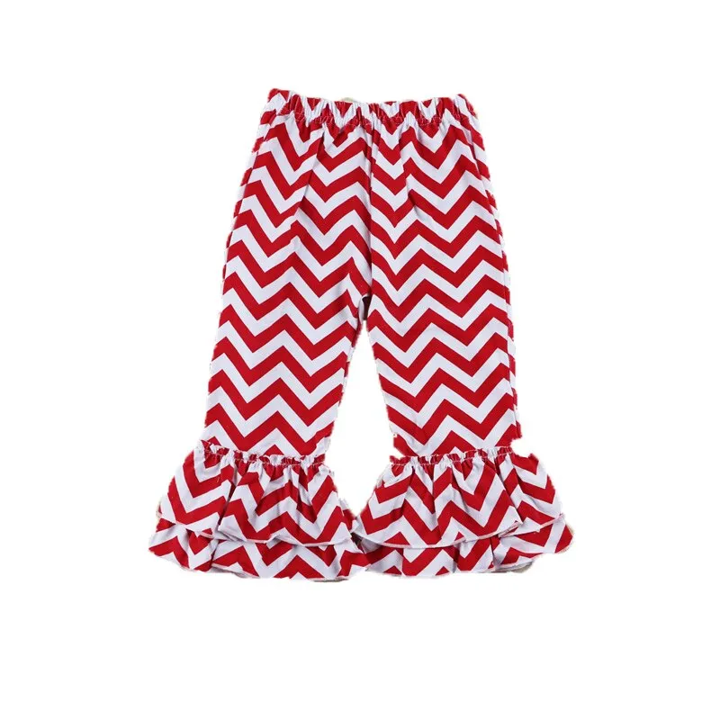 Red Chevron Ruffled Pants