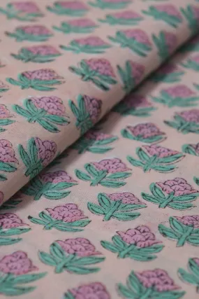 Soft Pastel Block Print Cotton Fabric - 1 Meter Length