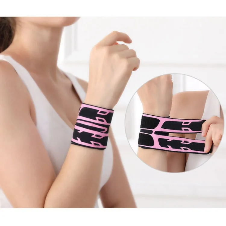 Sports Breathable Leather Wristband Fitness Anti-Sprain Compression Strap(Pink)