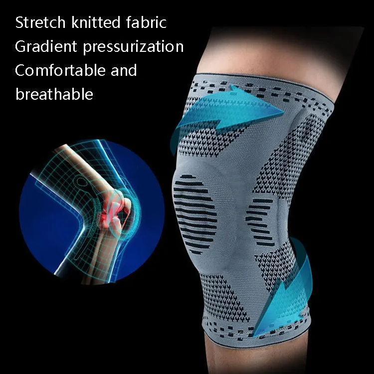 Sports Knee Pads Anti-Collision Support Compression Keep Warm Leg Sleeve Knitting Basketball Running Cycling Protective Gear, Size: XL(Black Blue)