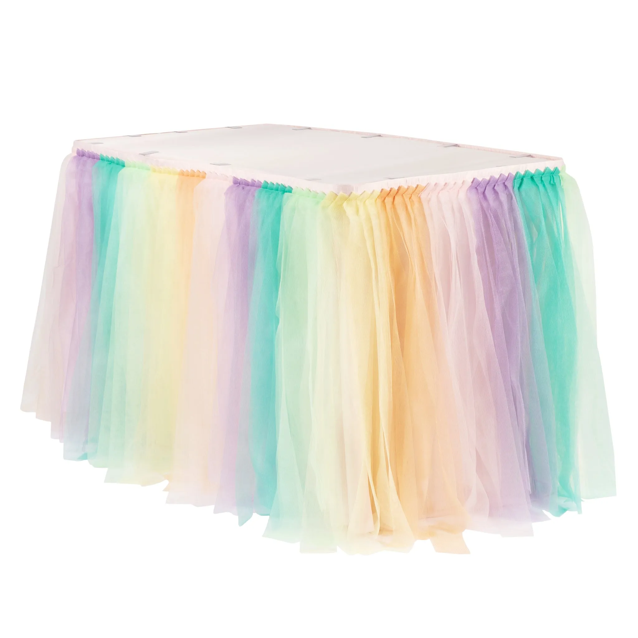 Tulle Tutu 17ft Table Skirt - Pastel Rainbow