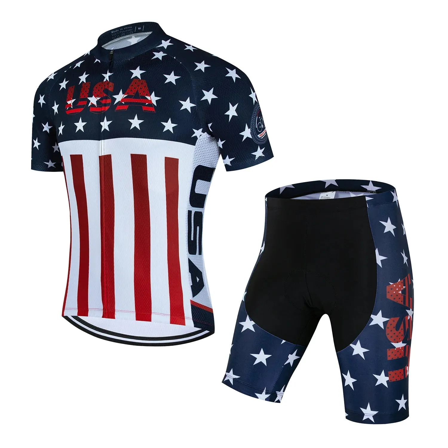 USA Bicycles Cycling Jersey Set MTB Men's Cycling Maillot Summer Cycle T-Shirt Bib Shorts Suit Triathlon Mountain Bike Clothes