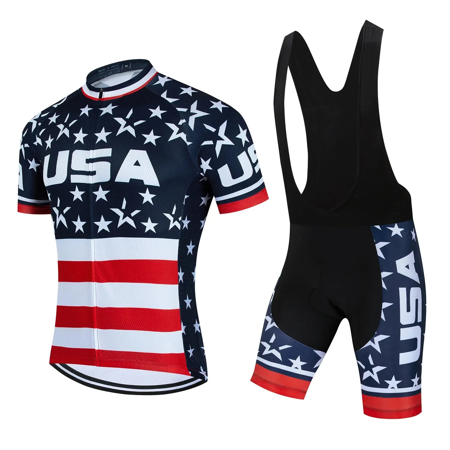 USA Bicycles Cycling Jersey Set MTB Men's Cycling Maillot Summer Cycle T-Shirt Bib Shorts Suit Triathlon Mountain Bike Clothes