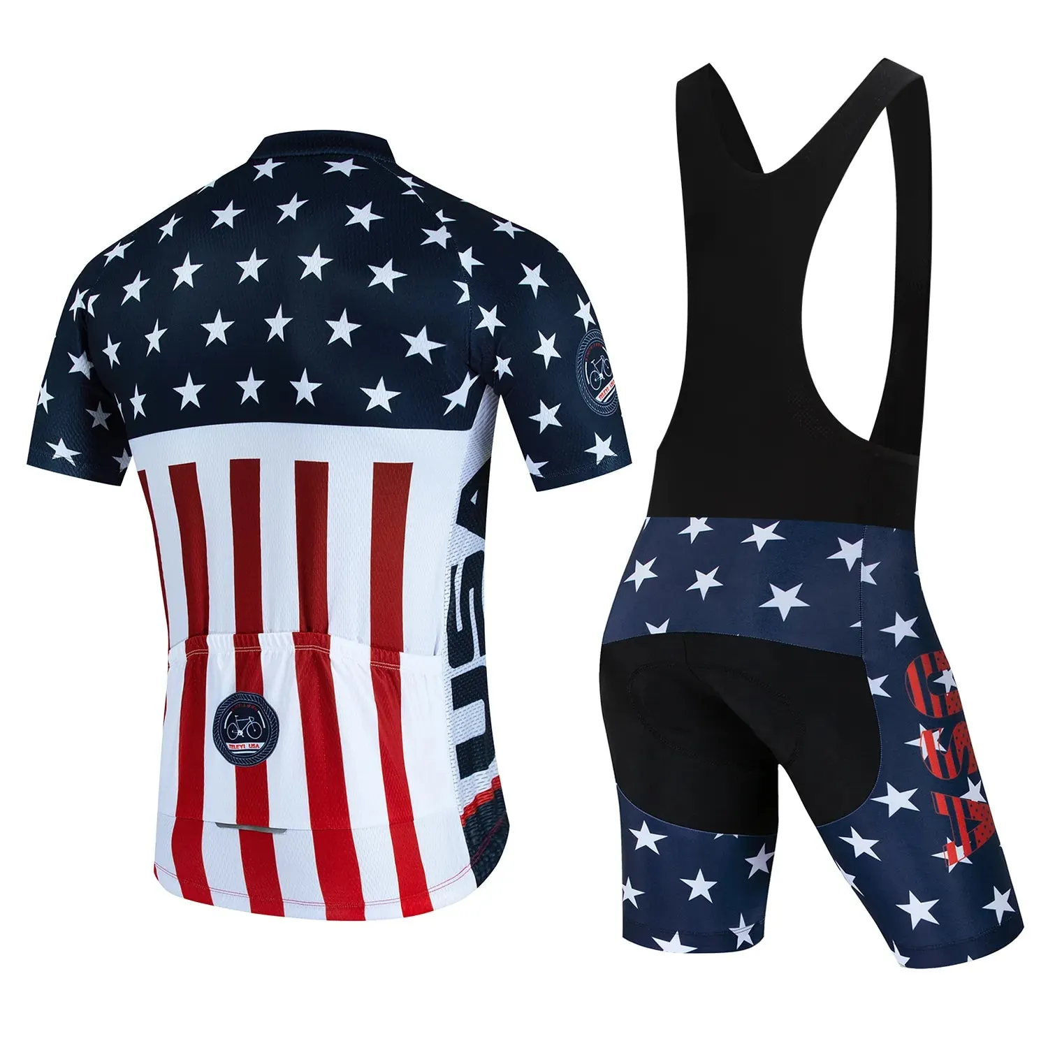 USA Bicycles Cycling Jersey Set MTB Men's Cycling Maillot Summer Cycle T-Shirt Bib Shorts Suit Triathlon Mountain Bike Clothes