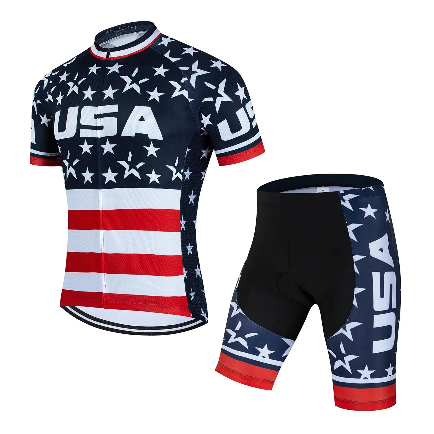 USA Bicycles Cycling Jersey Set MTB Men's Cycling Maillot Summer Cycle T-Shirt Bib Shorts Suit Triathlon Mountain Bike Clothes