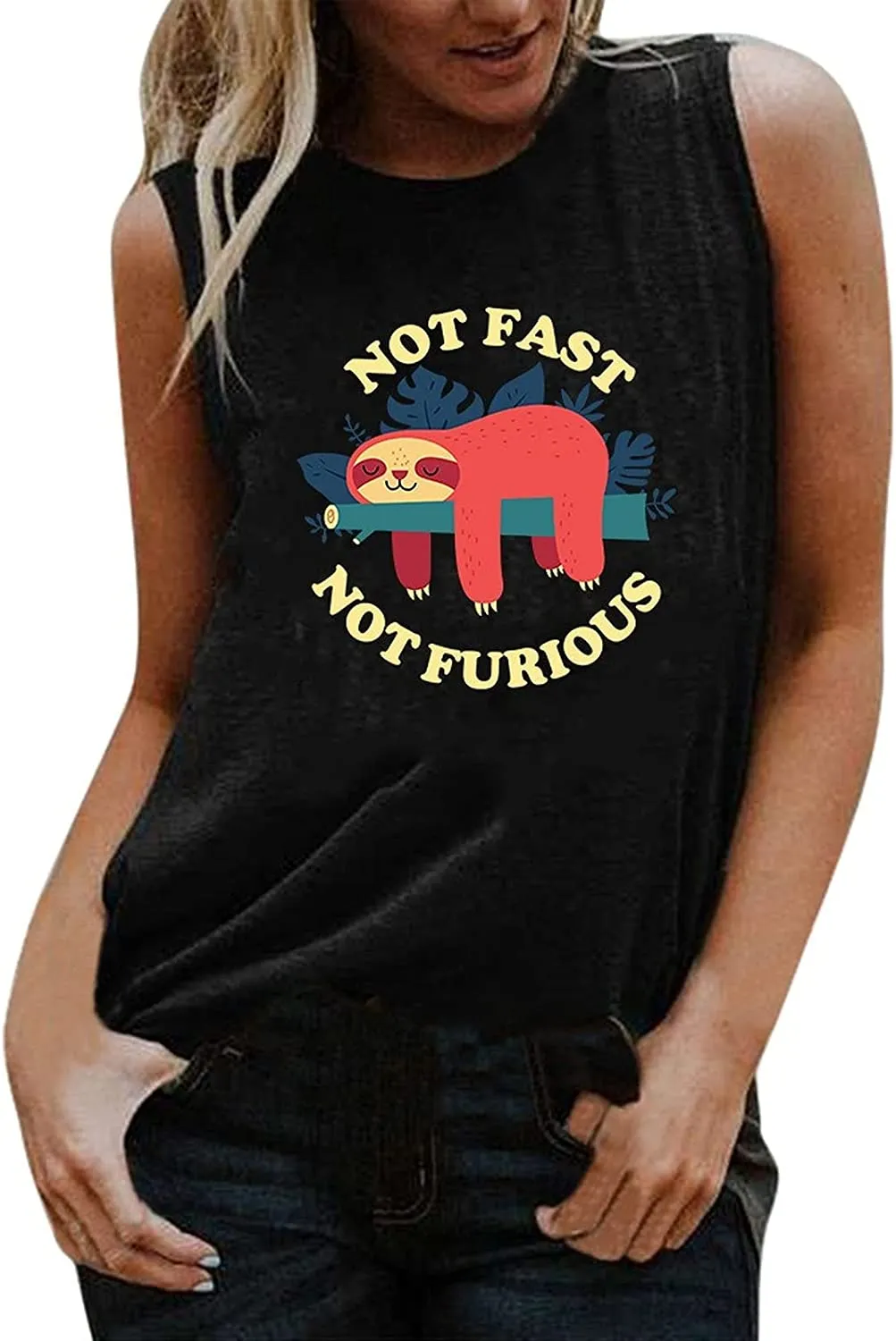 Women Not Fast Not Furious Shirt Funny Sloth Shirt Women Sloth Tank Top