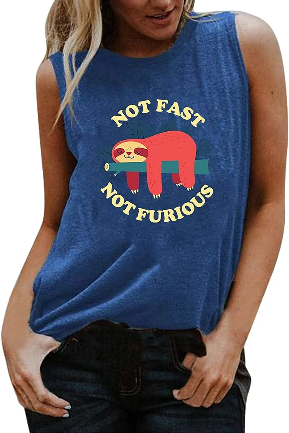 Women Not Fast Not Furious Shirt Funny Sloth Shirt Women Sloth Tank Top