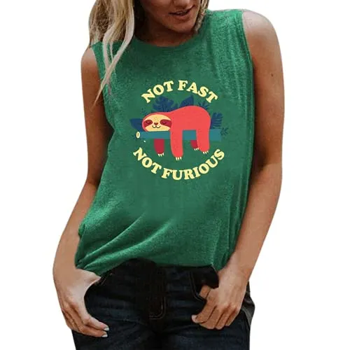 Women Not Fast Not Furious Shirt Funny Sloth Shirt Women Sloth Tank Top