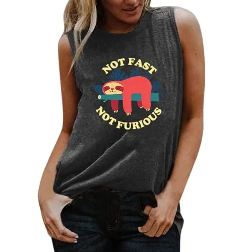 Women Not Fast Not Furious Shirt Funny Sloth Shirt Women Sloth Tank Top