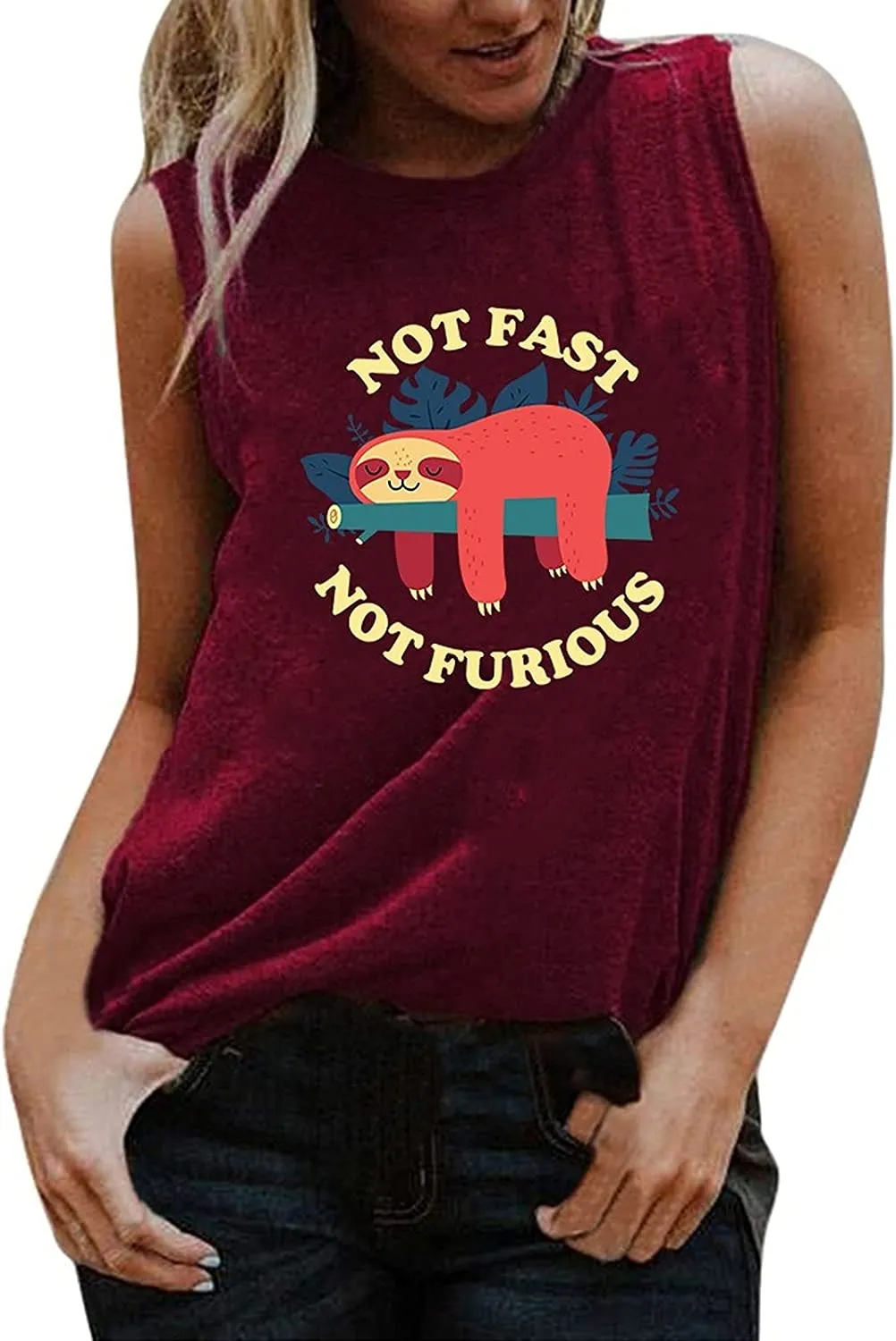 Women Not Fast Not Furious Shirt Funny Sloth Shirt Women Sloth Tank Top